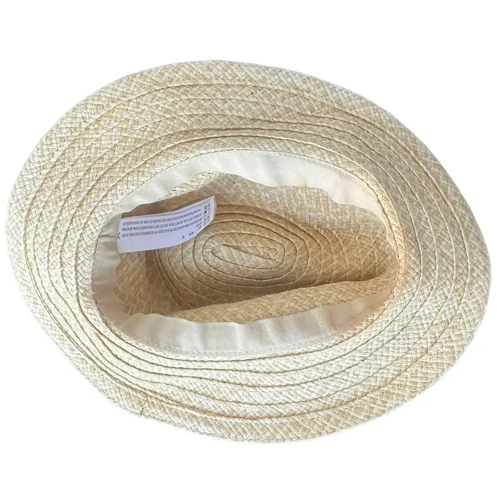 Tan Straw Hat Red Paisley Bandana Tie. Sun Hat Beach Summer Medium/Large NWOT - Picture 4 of 8
